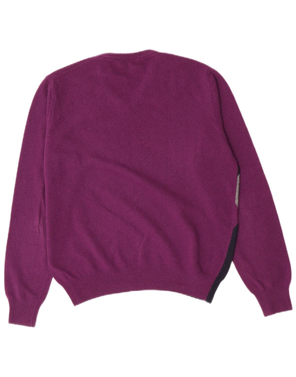 Brooksfield Herre V-hals sweater IT 48 Medium Purple Argyle/Diamond