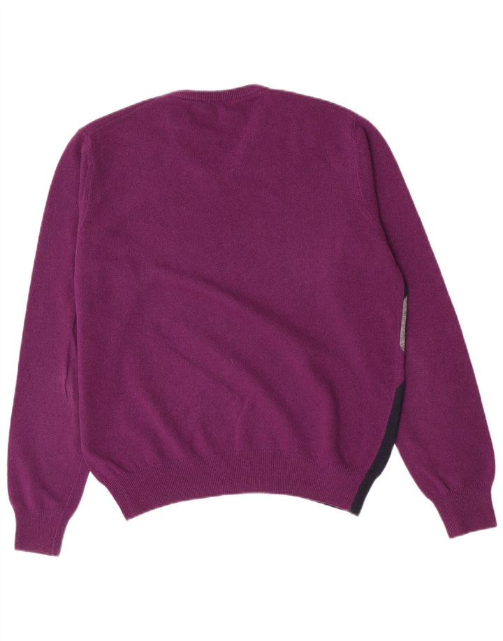 Brooksfield Herre V-hals sweater IT 48 Medium Purple Argyle/Diamond