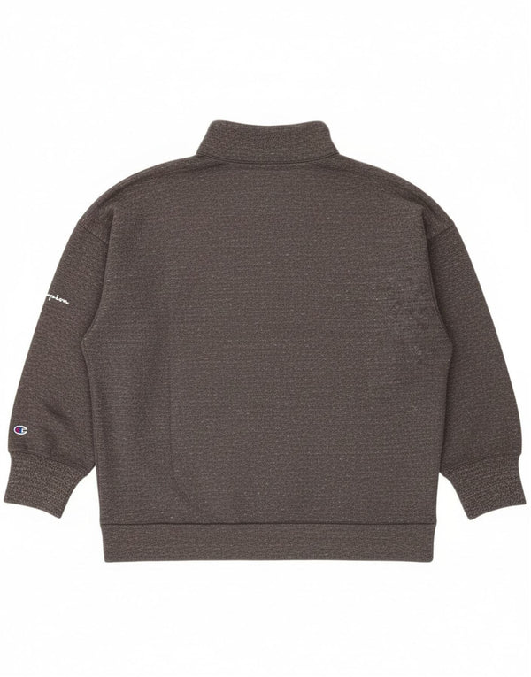 Champion Womens Oversized Tracksuit Top Jacket UK 14 Medium Grey Flecked