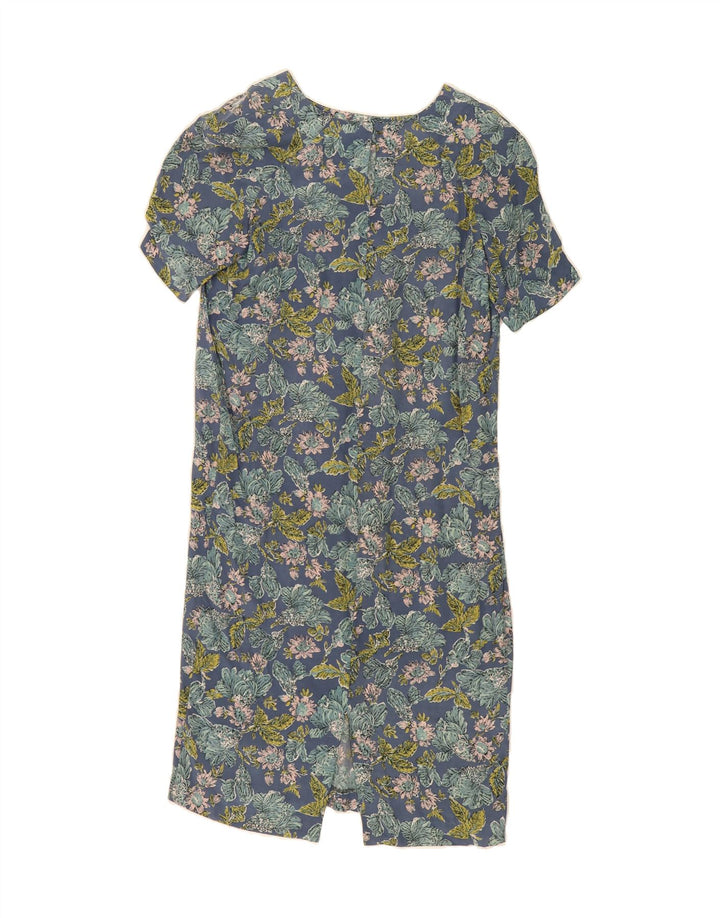 CAROL Womens Shift Dress EU 44 Large Navy Blue Floral Silk Vintage Carol and Second-Hand Carol from Messina Hembry 