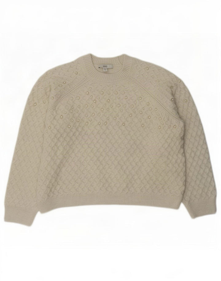 Marks & Spencer Dame sweater med rund hals DK 14 Medium Off White