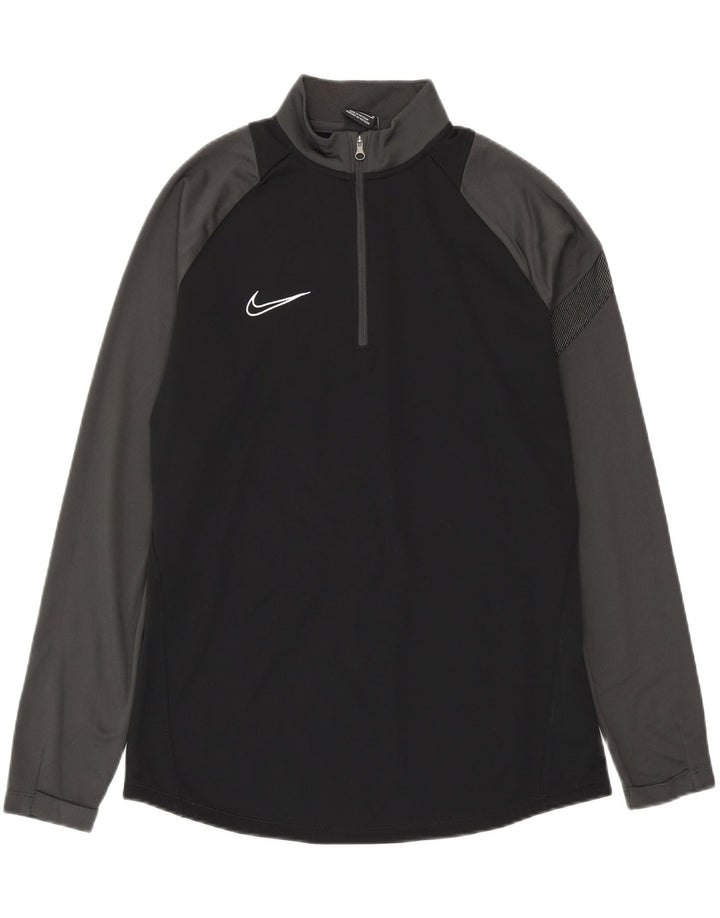 NIKE Herre Dri Fit Pullover med lynlås-hals Træningsdragt Top Medium Sort Colourblock