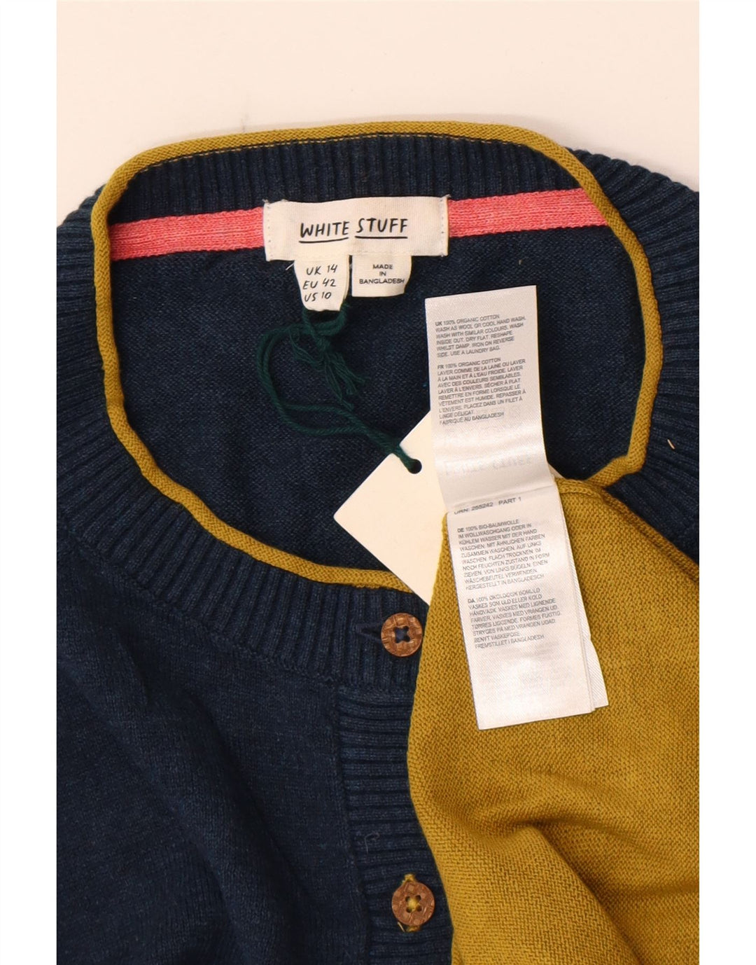 White Stuff Dame Cardigan Sweater UK 14 Large Multicolor Colourblock