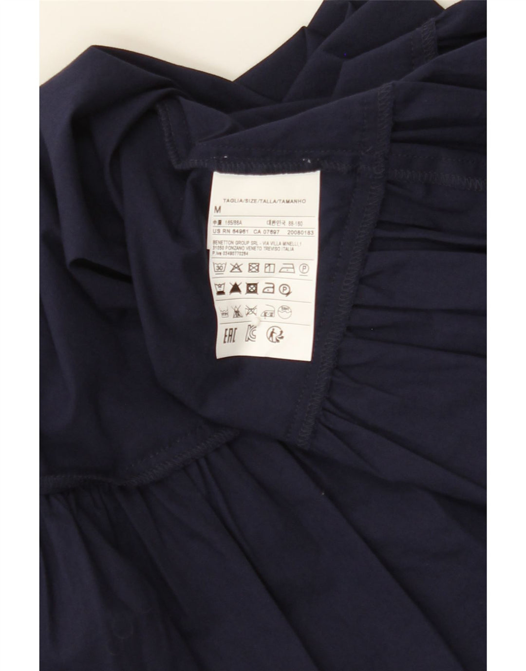 BENETTON Womens Sleeveless Blouse Top UK 14 Medium Navy Blue Cotton Vintage Benetton and Second-Hand Benetton from Messina Hembry 