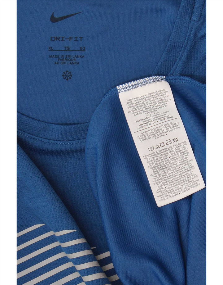 Nike Herre Dri Fit Grafisk T-Shirt Top XL Blå Polyester