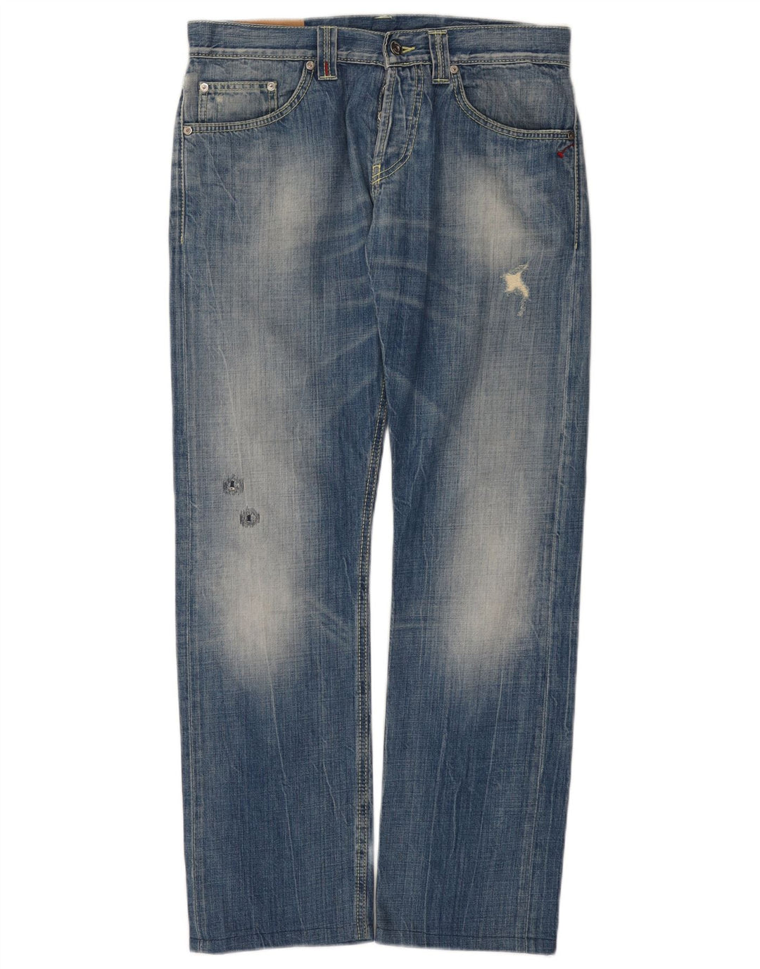 Dondup Dame Distressed Straight Jeans W32 L30 Blå Bomuld