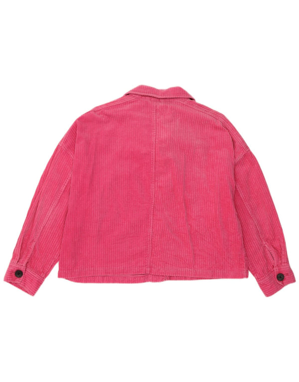 Zara Dame Oversized Corduroy Jacket UK 16 Large Pink Bomuld