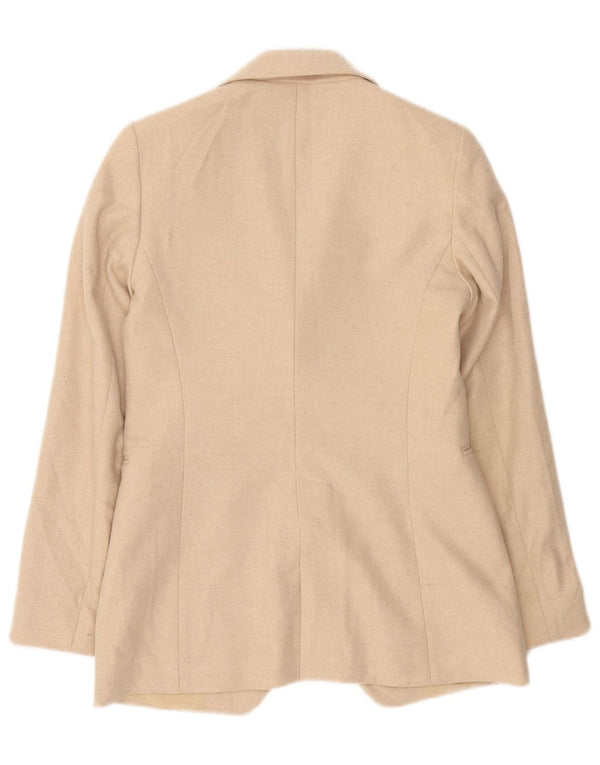 Massimo Dutti Dame 1 Knap Blazer Jakke EU 36 XS Beige Uld