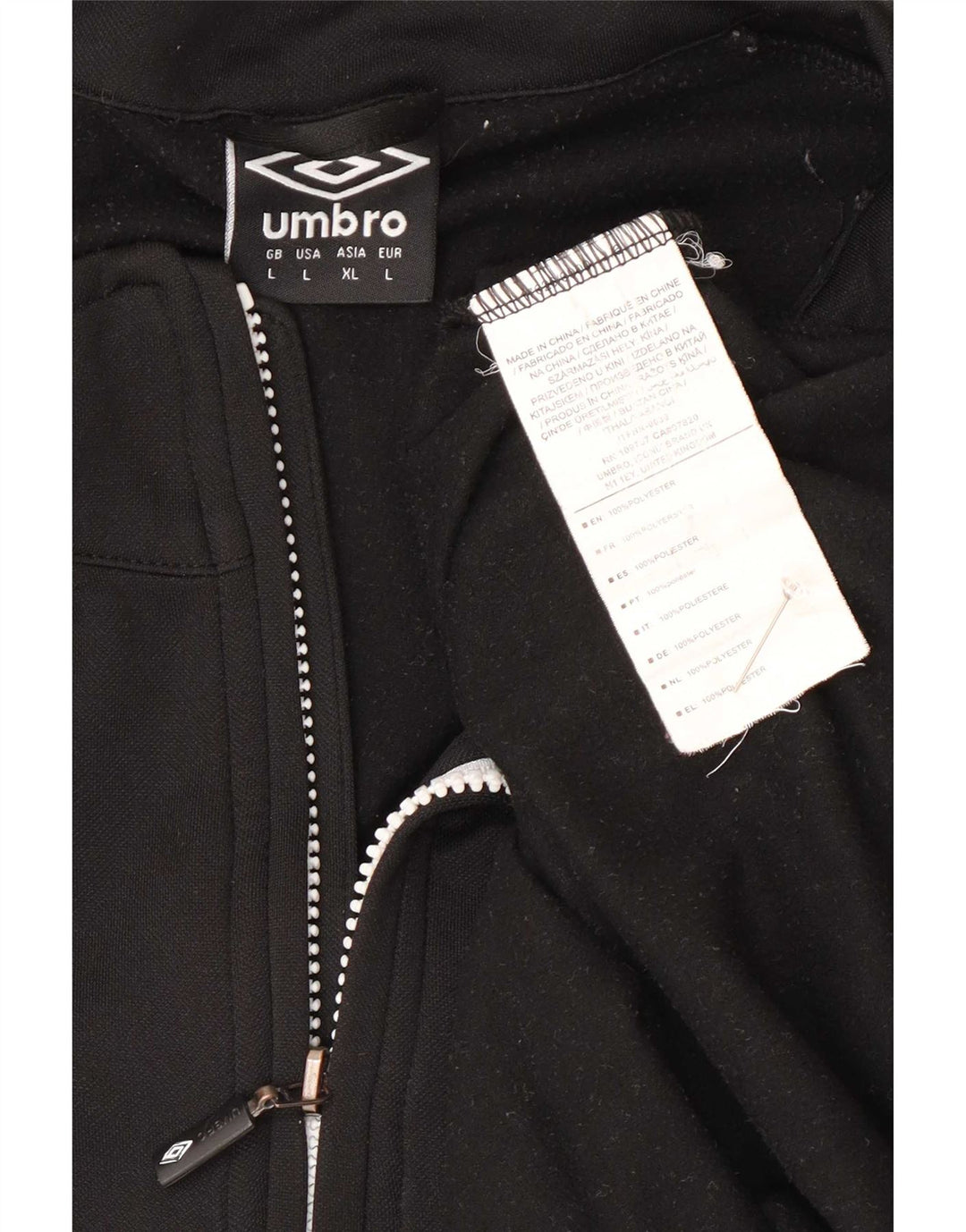 Umbro Herre Zip Neck Pullover Træningsdragt Top Stor Sort Polyester