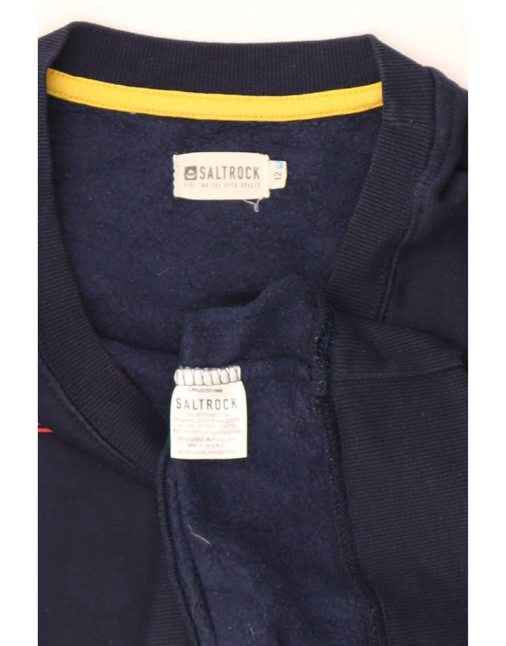 Saltrock Dame Grafisk Sweatshirt Jumper UK 12 Medium Navy Blue Bomuld