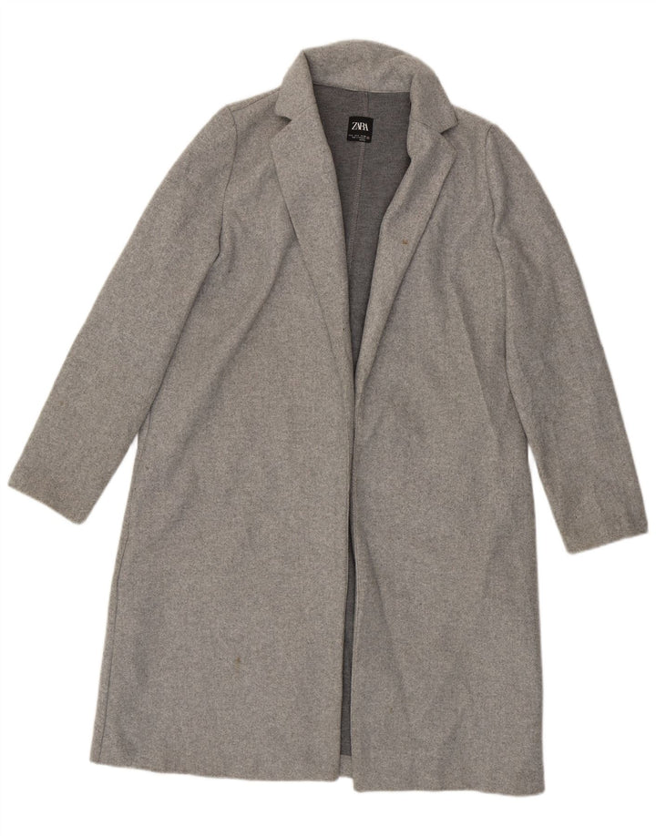 Zara Womens Open Overcoat UK 16 Large Grå Polyester