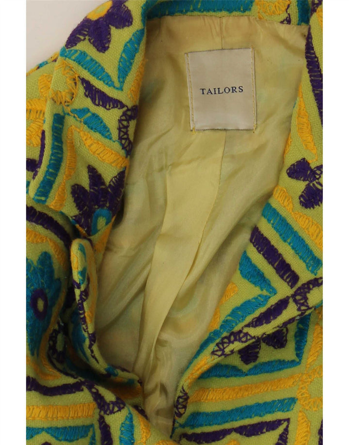 Vintage dame 3-knaps blazerjakke UK 12 Medium Yellow Floral