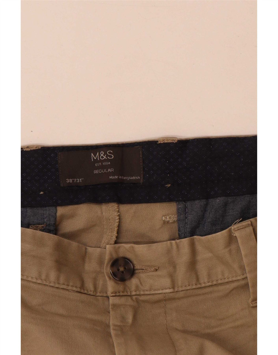 Marks & Spencer Herre Regular Fit Chinobukser W38 L31 Beige Bomuld
