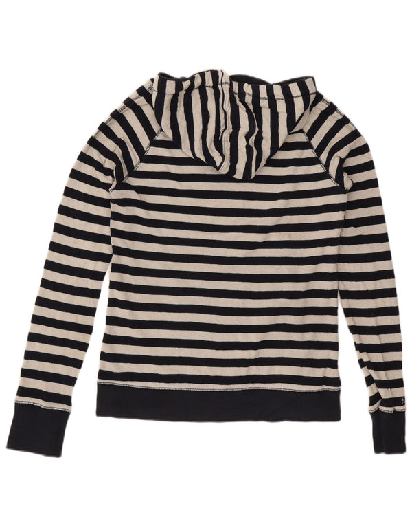 Fat Face Dame Hoodie Jumper UK 10 Small Navy Blue Stribet Nautical