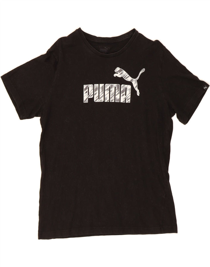 PUMA Mens Graphic T-Shirt Top Large Black Cotton Vintage Puma and Second-Hand Puma from Messina Hembry 