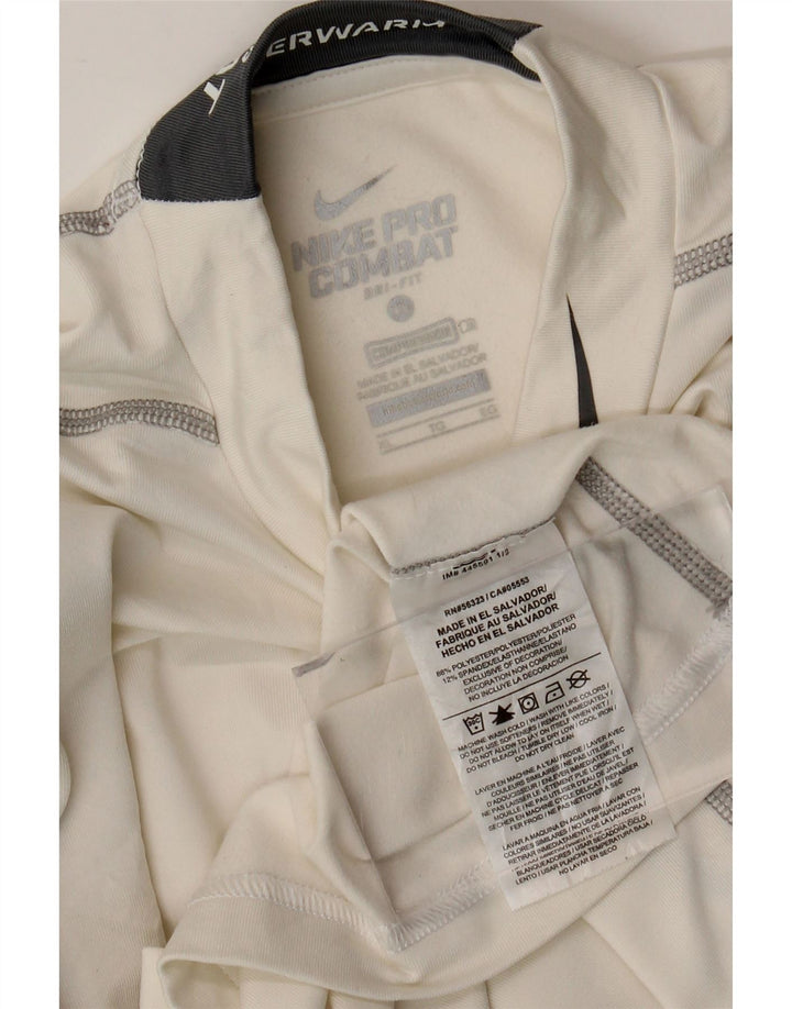 NIKE Dame Dri Fit Top Langærmet UK 18 XL Hvid Colourblock Polyester