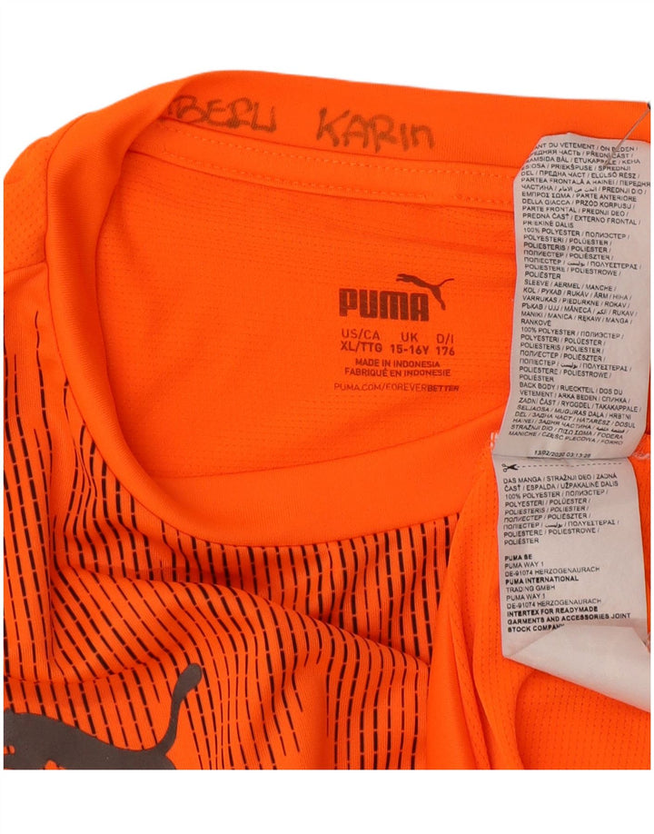 Puma Boys T-Shirt Top 15-16 år XL Orange Geometrisk Polyester
