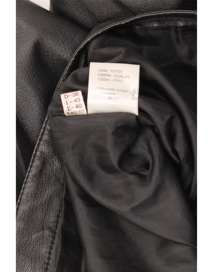Vintage Dame Oversized Læder Bolero Jakke IT 40 Lille Sort