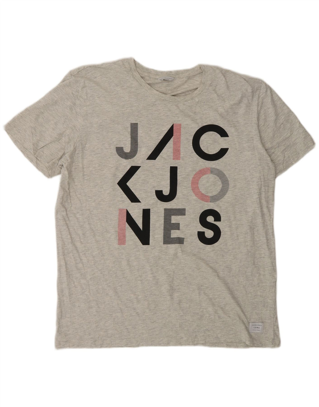 Jack & Jones Herre Grafisk T-Shirt Top 2XL Grå Bomuld