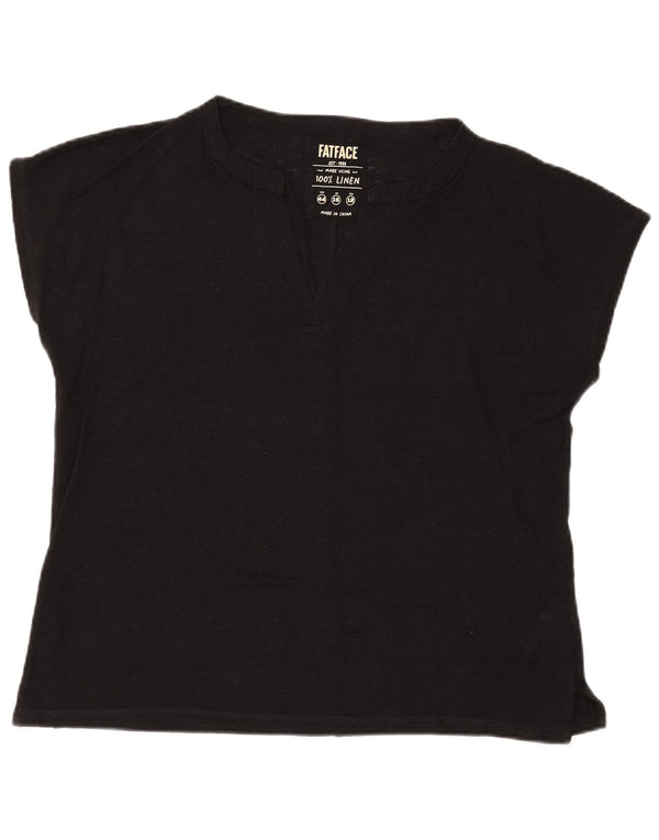 Fat Face Dame Oversized T-Shirt Top UK 16 Large Black Linen