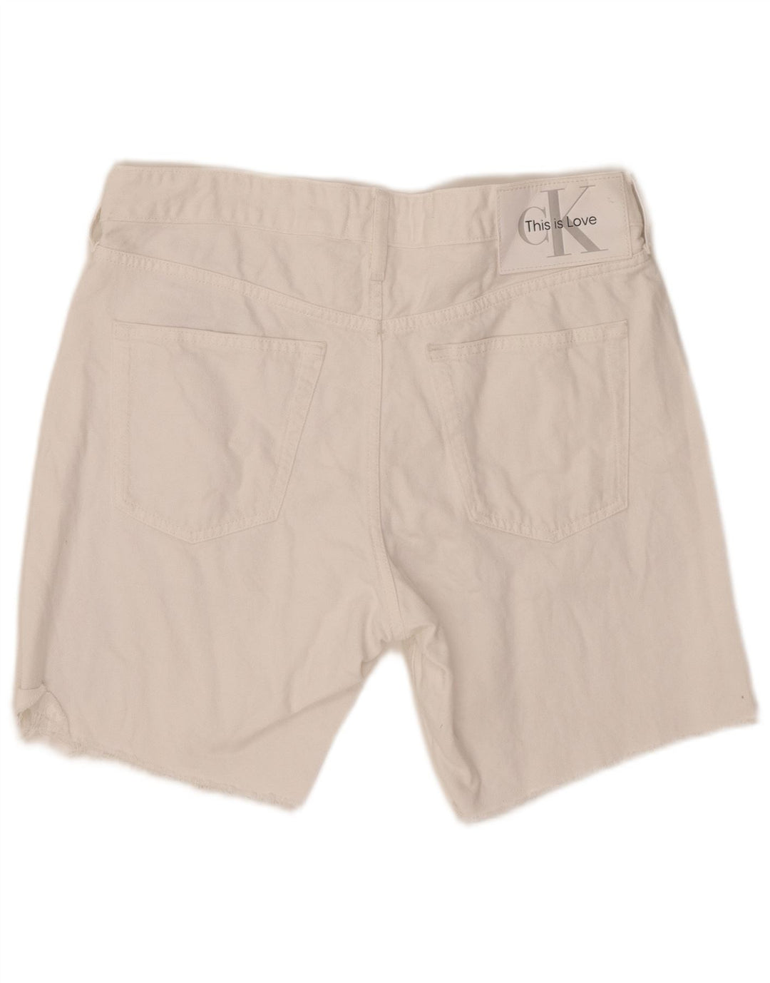 CALVIN KLEIN Herre grafiske denimshorts W31 Medium hvid bomuld