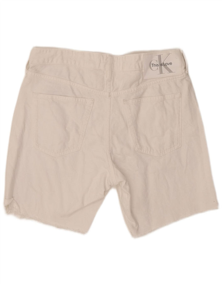 CALVIN KLEIN Herre grafiske denimshorts W31 Medium hvid bomuld