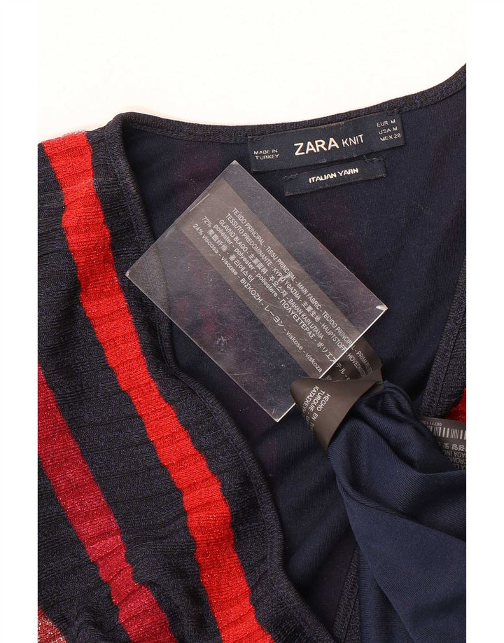 Zara Dame ærmeløs Maxikjole UK 12 Medium Flerfarvet Stribet