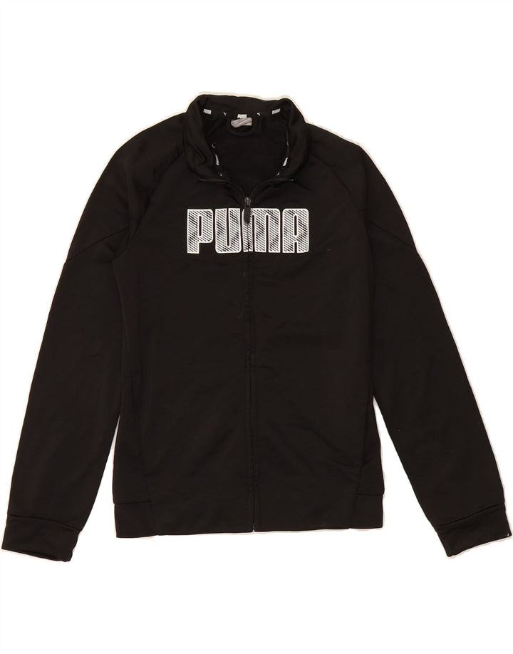 PUMA Boys Graphic Tracksuit Top Jacket 11-12 Years  Black Polyester Vintage Puma and Second-Hand Puma from Messina Hembry 