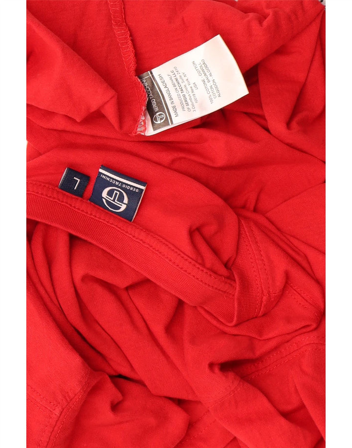 Sergio Tacchini Dame T-Shirt Top UK 16 Stor Rød Bomuld