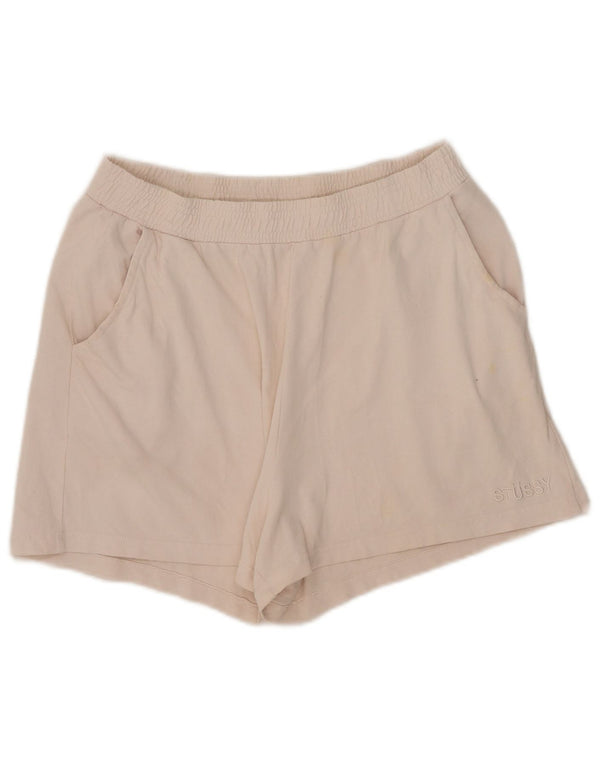 Stussy Womens Sports Shorts UK 14 Large Off White Bomuld