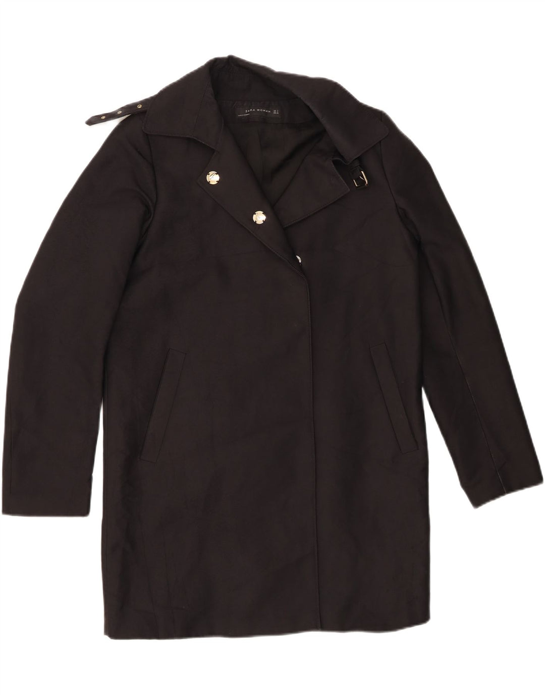 Zara Dame Oversized Overfrakke UK 10 Lille Sort