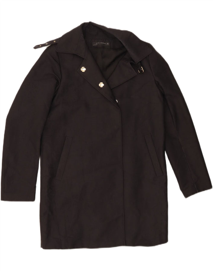 Zara Dame Oversized Overfrakke UK 10 Lille Sort