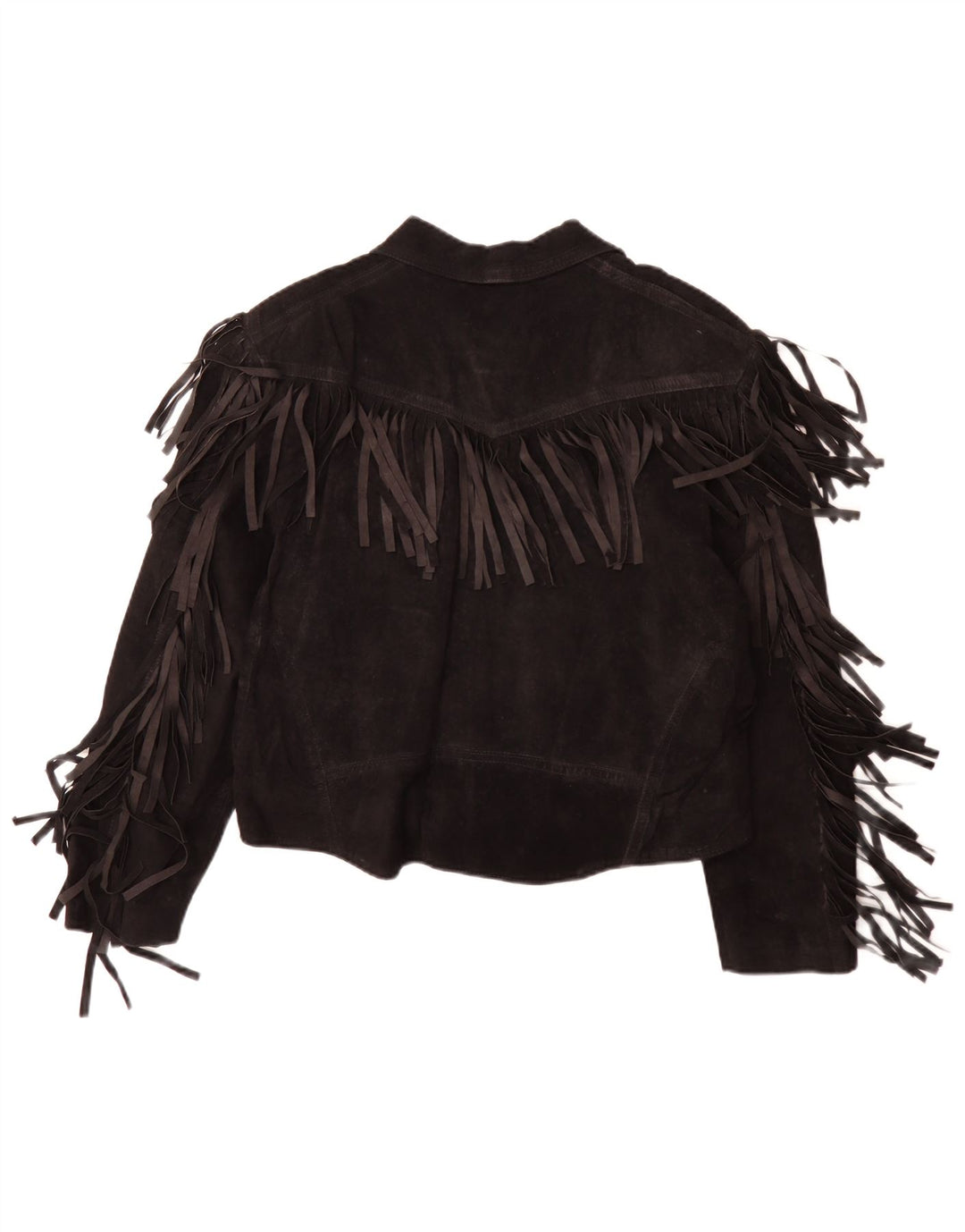Vintage dame ruskindsjakke IT 50 XL sort læder cowboy
