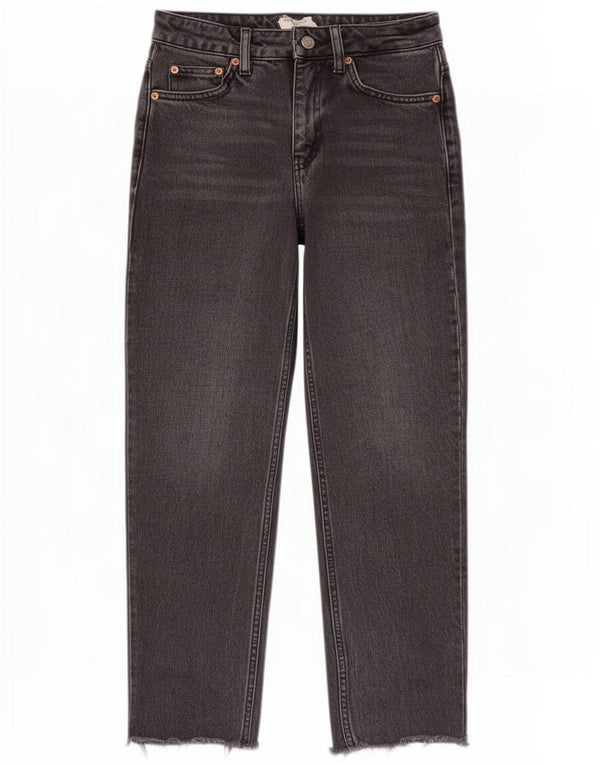 Topshop Dame Straight Cropped Jeans W26 L24 Grå Bomuld