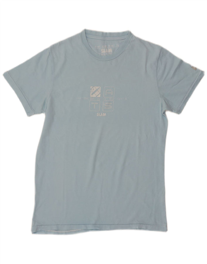 SLAM Herre grafisk T-shirt Top Medium Blue Bomuld