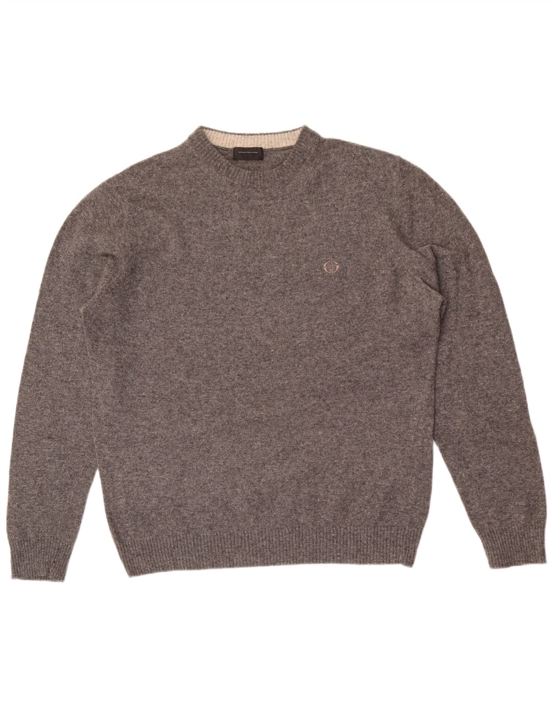 Sergio Tacchini Herre sweater med rund hals, stor grå flækket uld