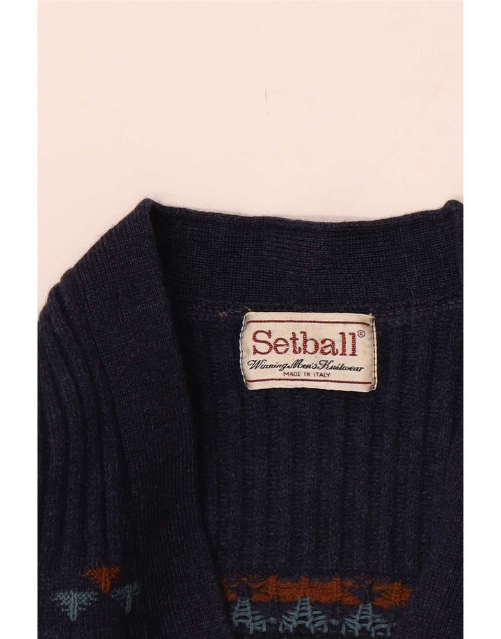 Setball Herre cardigan sweater Medium Marineblå Geometrisk