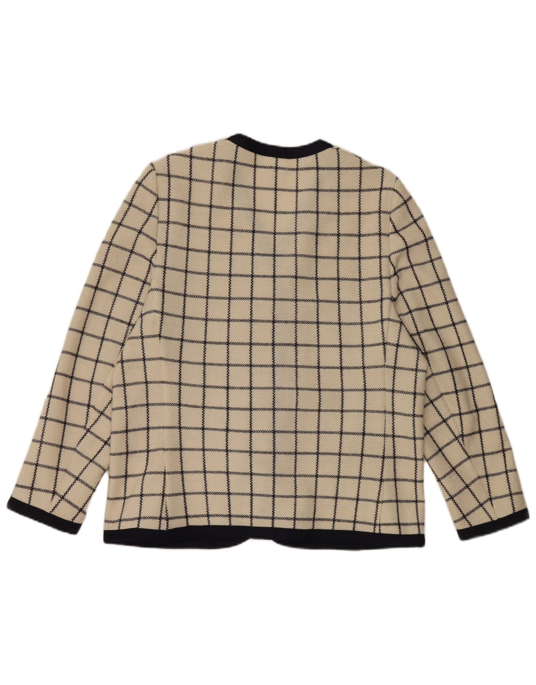 Liola Damestrik 4-knaps blazerjakke UK 14 LARGE Beige ternet uld