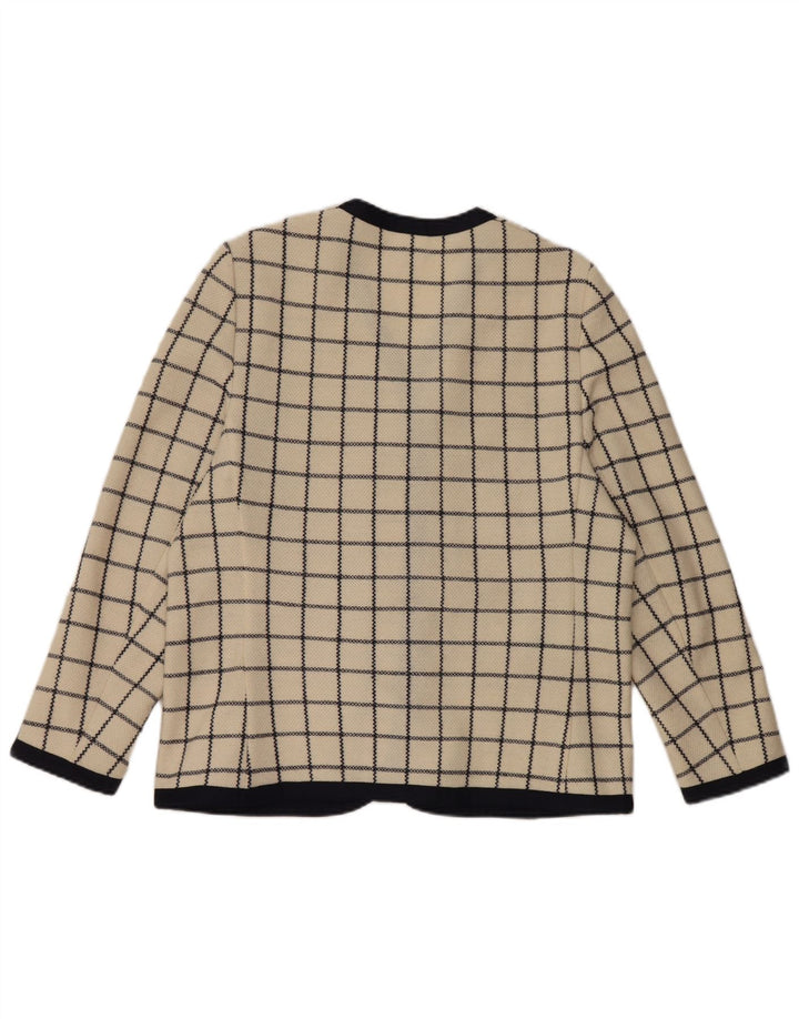 Liola Damestrik 4-knaps blazerjakke UK 14 LARGE Beige ternet uld