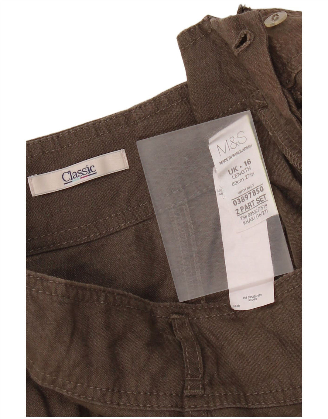 Marks & Spencer Womens Flared Skirt UK 16 Large W32 Brown Linen