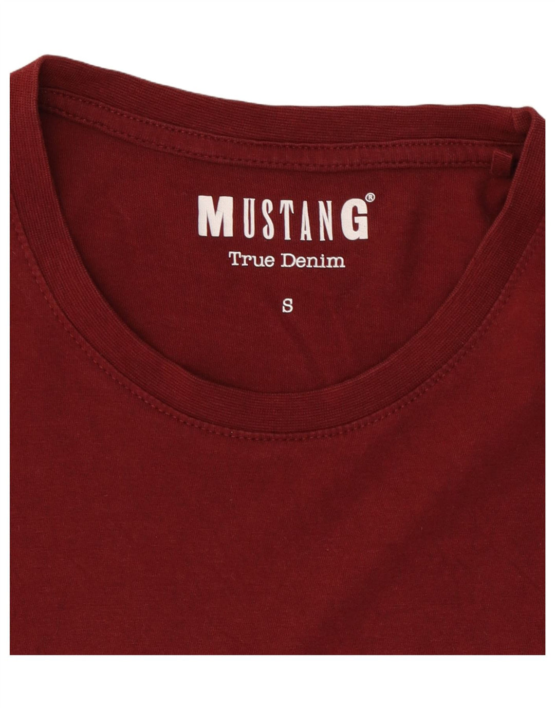 MUSTANG Mens Graphic T-Shirt Top Small Burgundy Cotton