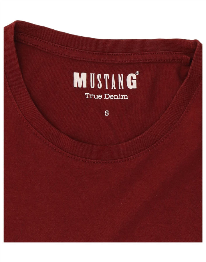 MUSTANG Mens Graphic T-Shirt Top Small Burgundy Cotton