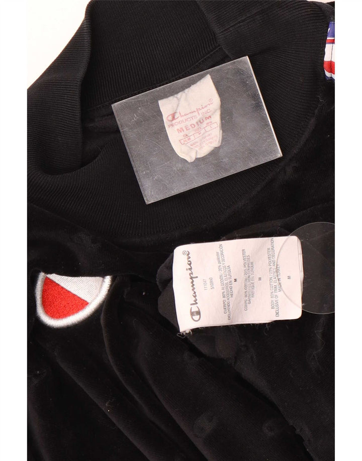 Champion Dame Grafisk Sweatshirt Jumper UK 14 Medium Sort Colourblock