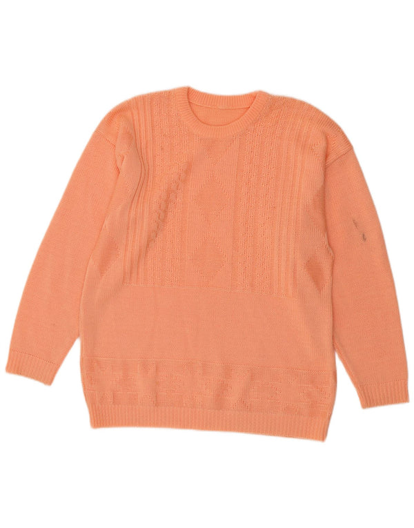 Vintage dame sweater med rund hals DK 14 stor orange