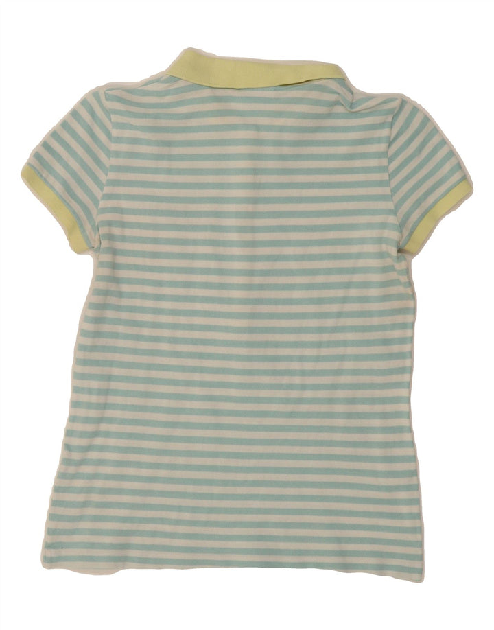 LACOSTE Womens Polo Shirt Size 40 Medium Blue Striped Cotton Vintage Lacoste and Second-Hand Lacoste from Messina Hembry 