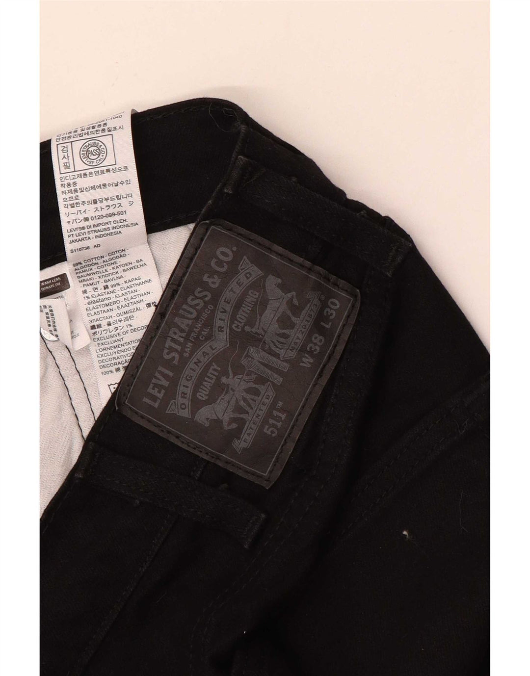 Levi's Herre 511 Slim Jeans W38 L30 Sort Bomuld