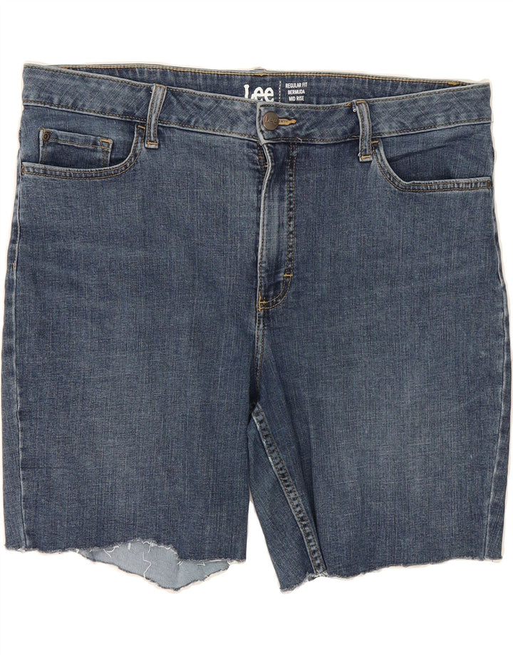 LEE Womens Bermuda Regular Fit Denim Shorts US 18 2XL W40 Navy Blue Vintage Lee and Second-Hand Lee from Messina Hembry 