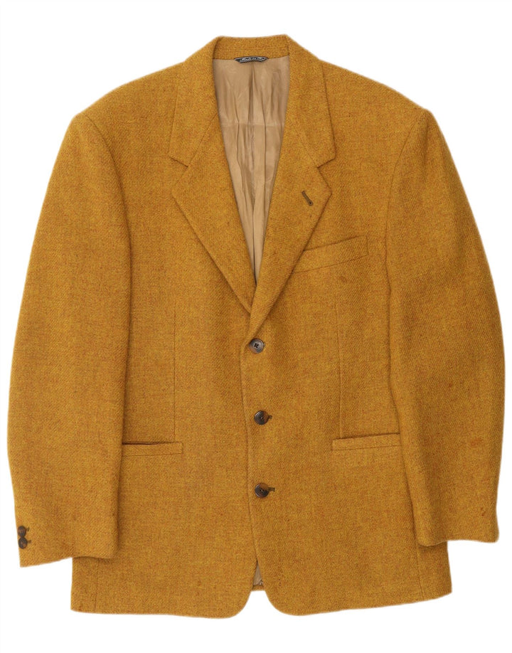 VINTAGE Herre 3-knaps blazerjakke UK 40 Large Brown Virgin Wool