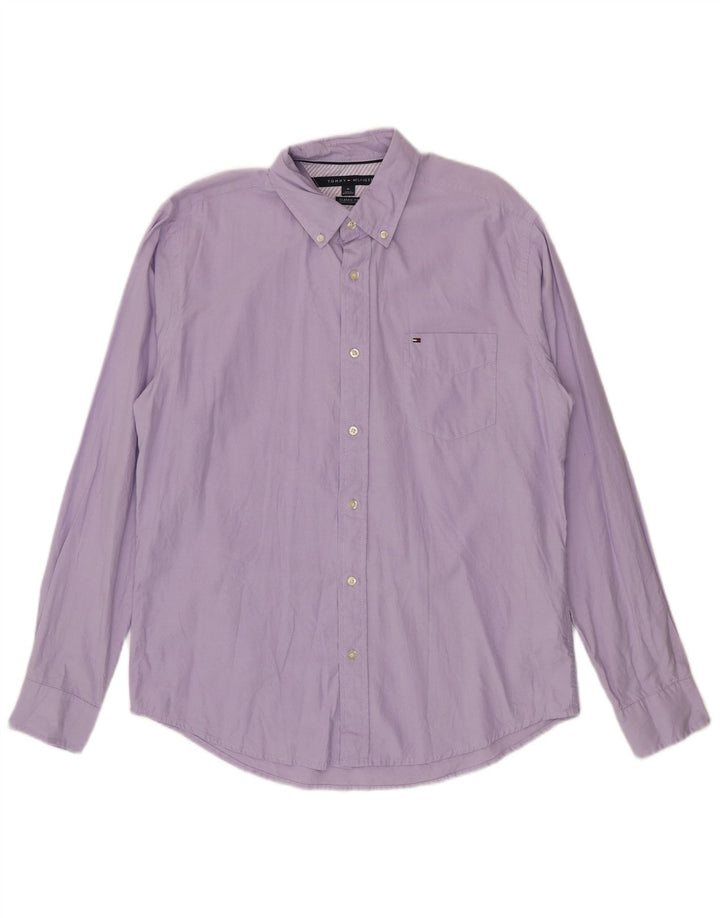 Tommy Hilfiger Herre Classic Fit skjorte Medium Lilla Bomuld