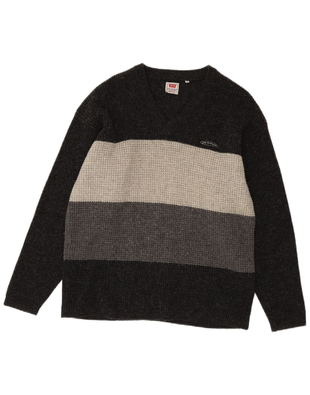 Levi's Herre V-hals sweater Stor Grå Colourblock Virgin Wool